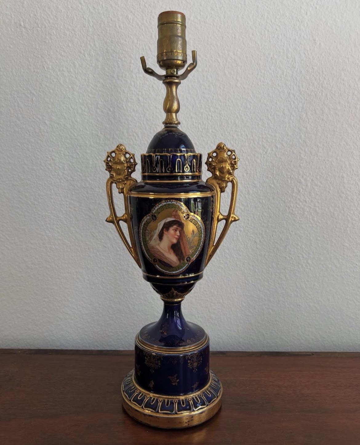 Royal Crown Vienna Porcelain Handpainted Portrait Lamp