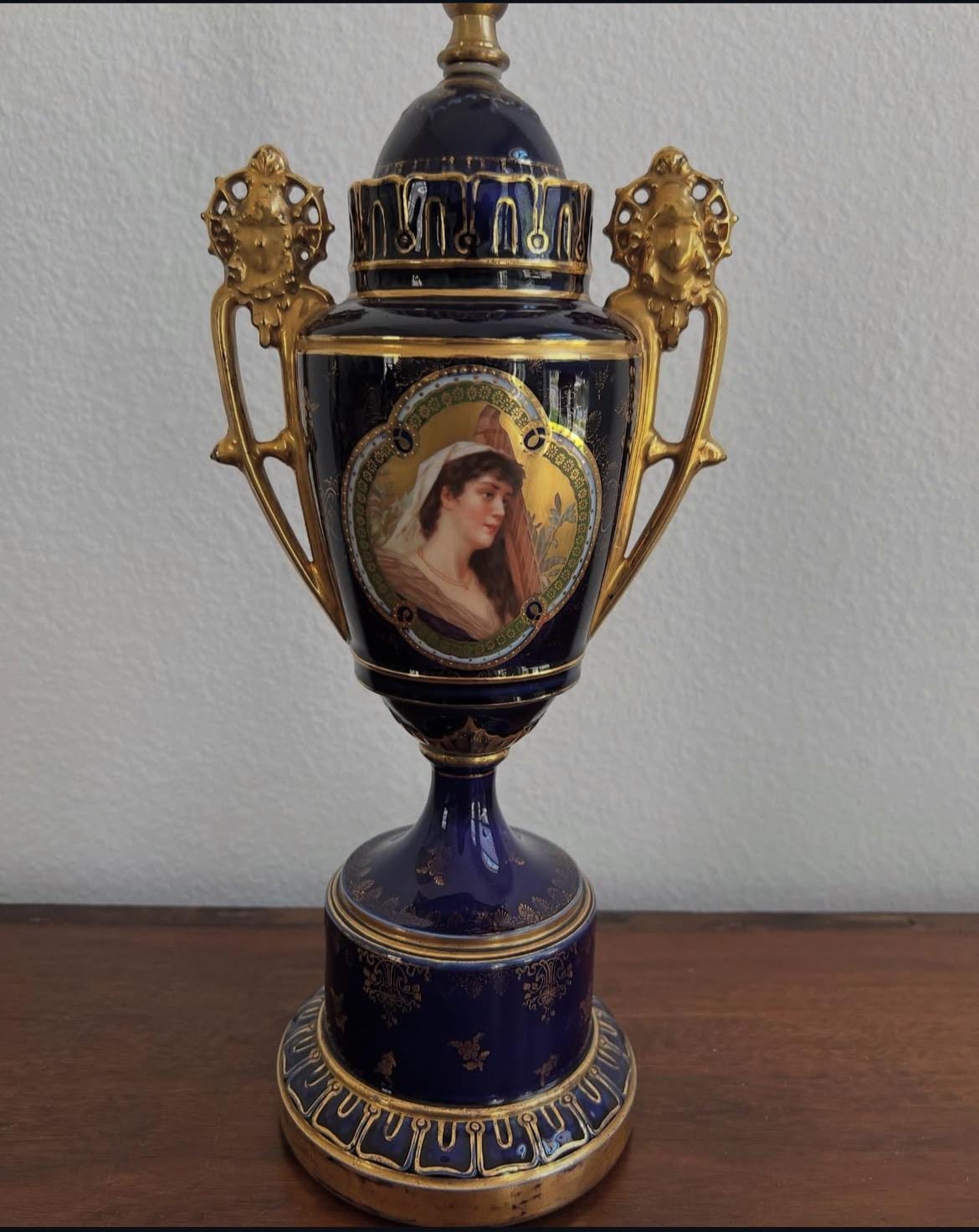 Royal Crown Vienna Porcelain Handpainted Portrait Lamp